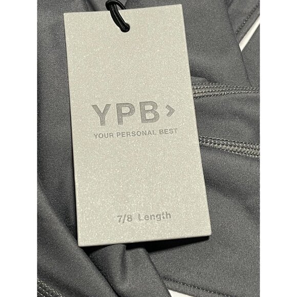 YPB High Waisted Leggings Womens XXS Gray Reflective Stripes Stretch Activewear - Picture 11 of 11